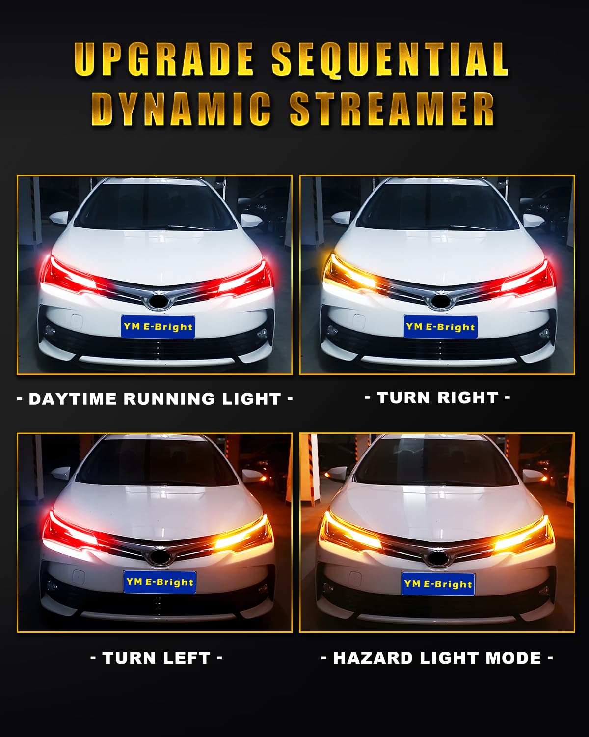 YM E-Bright Sequential Turn Signal LED Strip Light 24inch Amber
